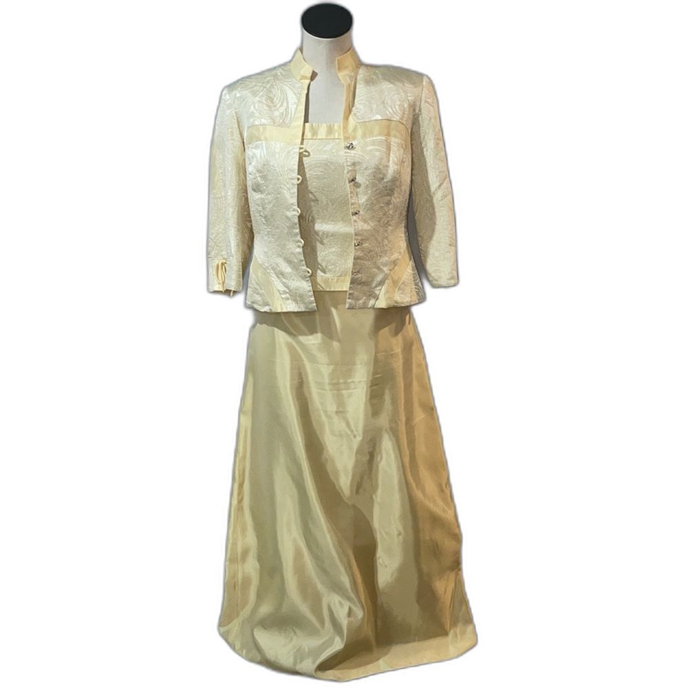 JS Collections Women's 3pc Evening Set Blazer+Corset+Skirt size 10 Butter Yellow
